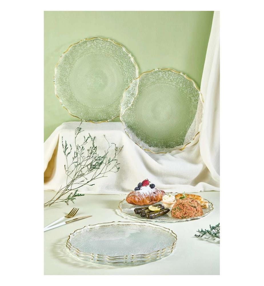 Teller-Set, 6-teilig, transparent, 100% Glas