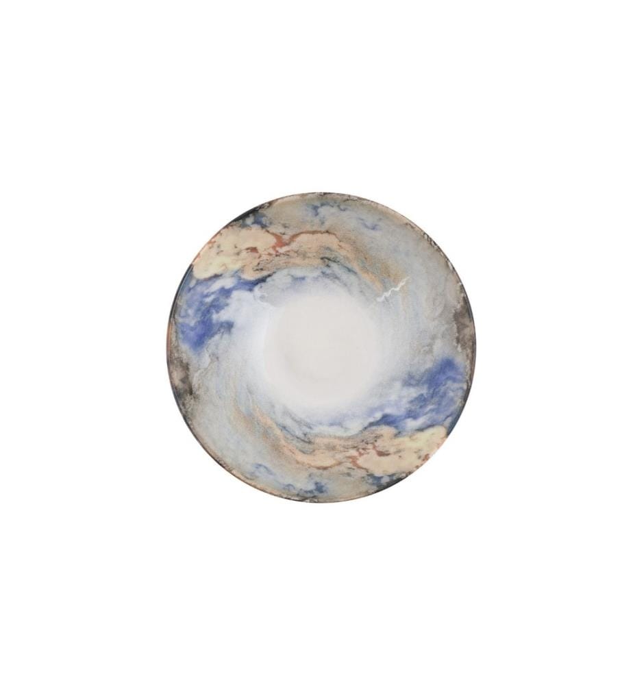 Service de table, 24 pièces, blanc, bleu, or, porcelaine