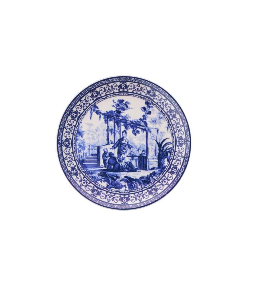 Dessertteller-Set, 6-teilig, Blau, Weiss, 100 % Keramik
