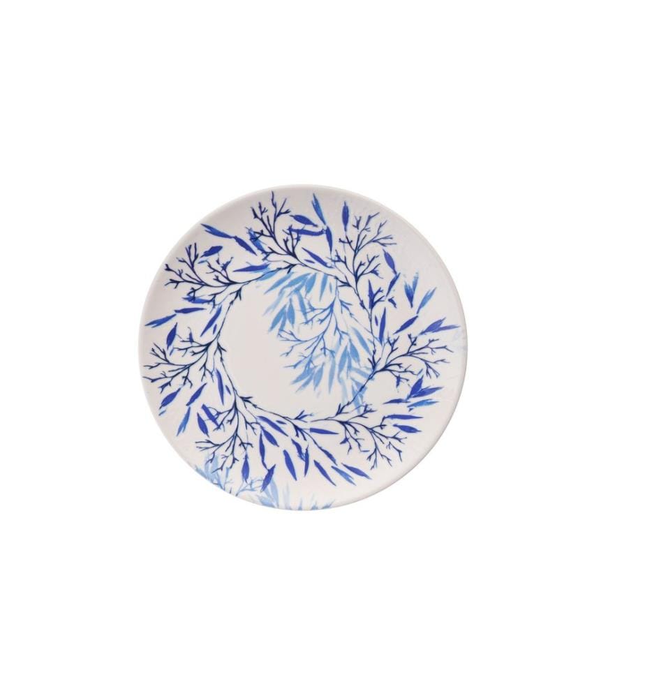 Dessertteller-Set, 6-teilig, Blau, Weiss, 100 % Keramik