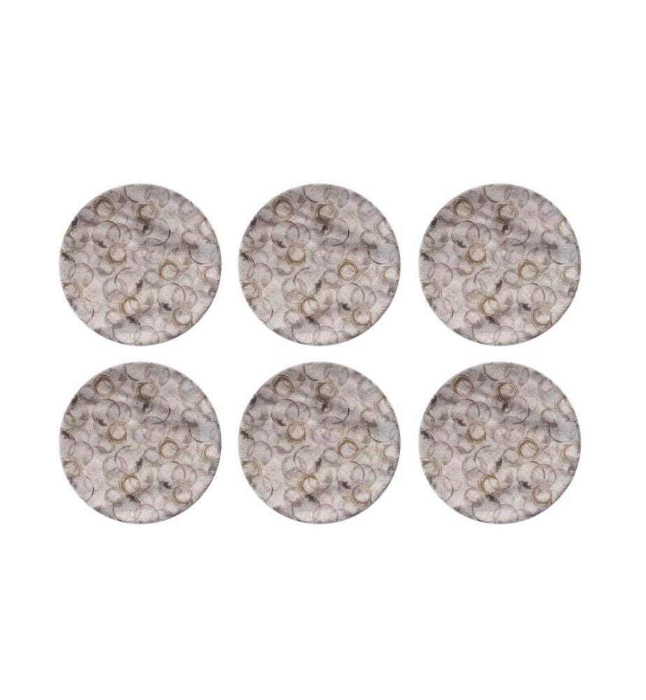 Dessertteller-Set, 6-teilig, Beige, Schwarz, 100 % Keramik