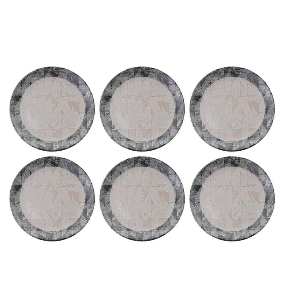 Set d'assiettes de service, 6 pièces, gris, noir, beige, 100% CERAMIC