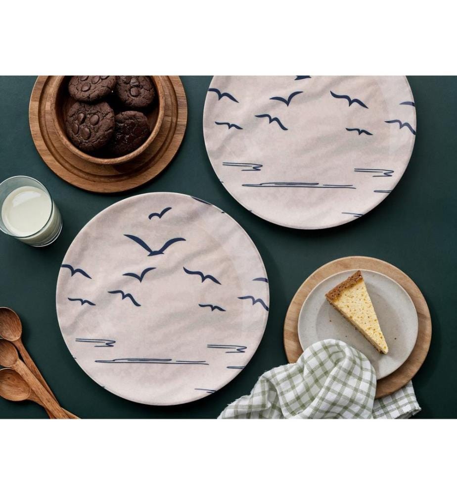 Servierteller-Set, 6-teilig, Dunkelblau, Beige, 100 % Keramik