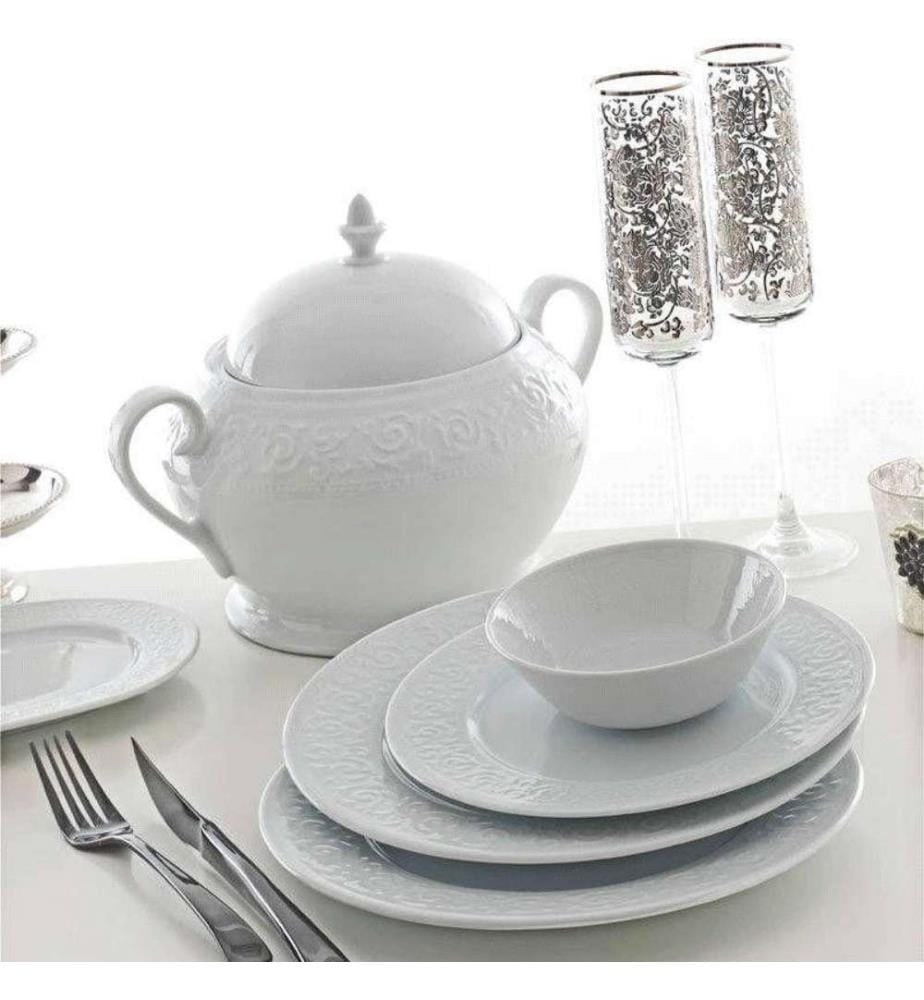 Service de table, 83 pièces, blanc, porcelaine