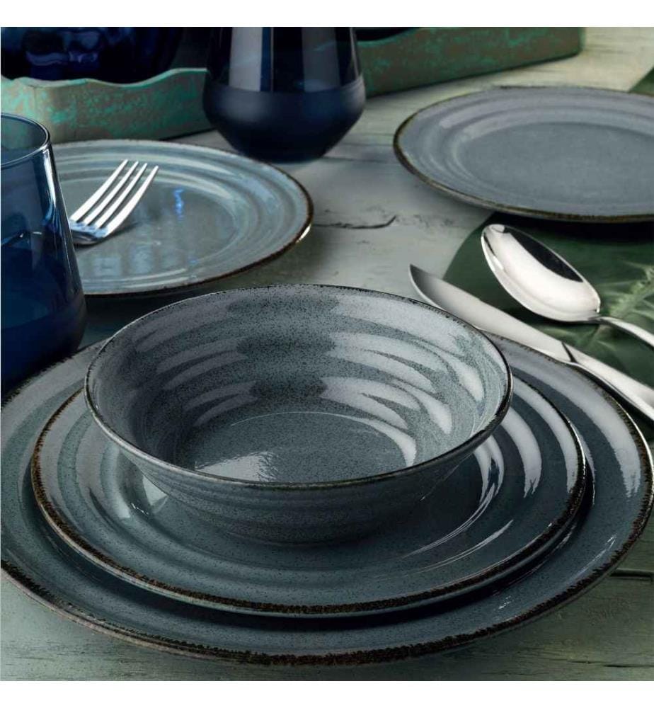Essservice, 24-teilig, blau, Porzellan