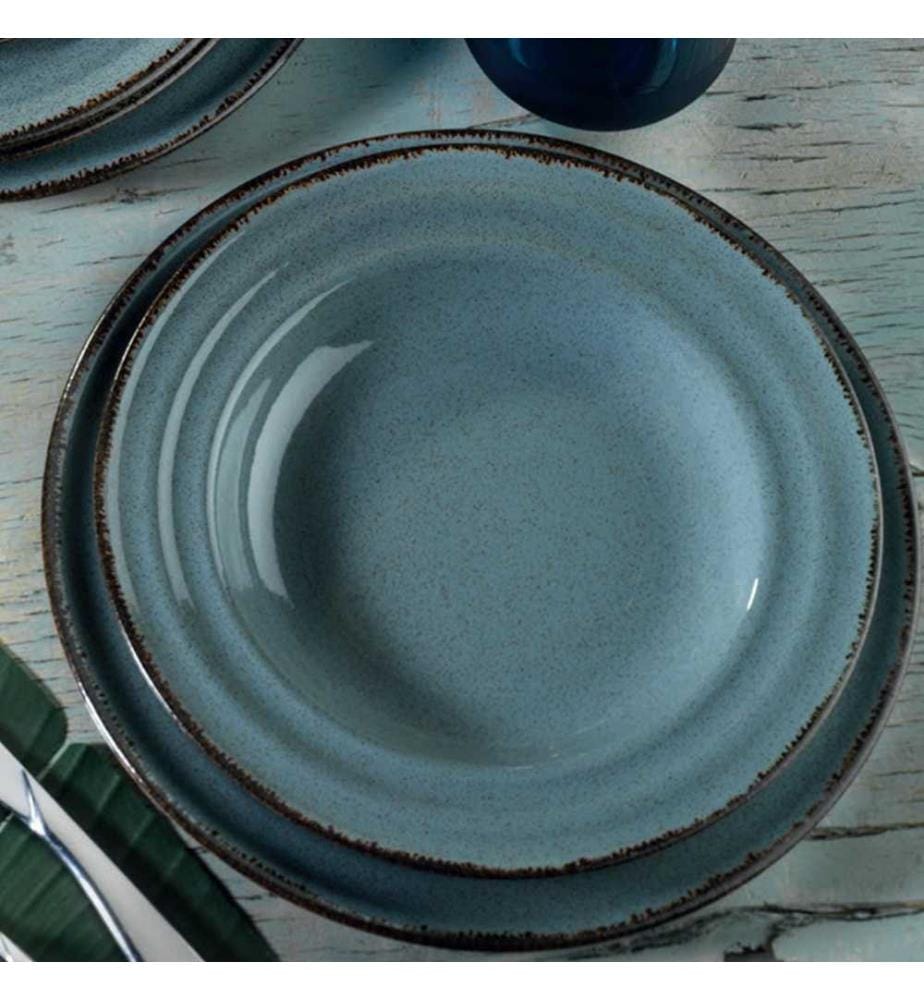 Essservice, 24-teilig, blau, Porzellan