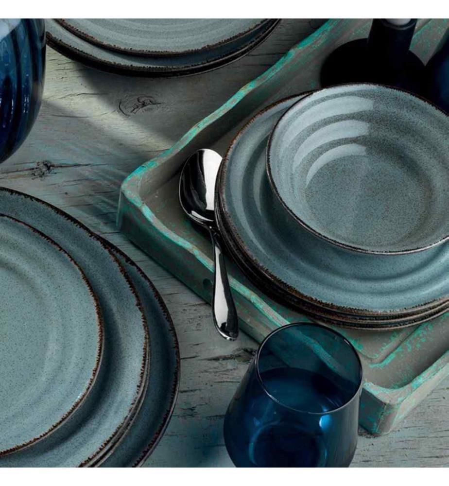 Essservice, 24-teilig, blau, Porzellan