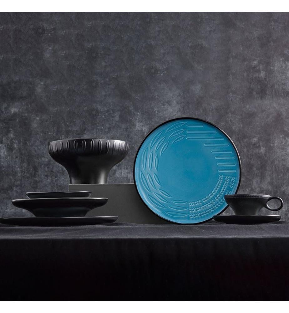 Essservice, 3-teilig, 100 % Porzellan, Blau