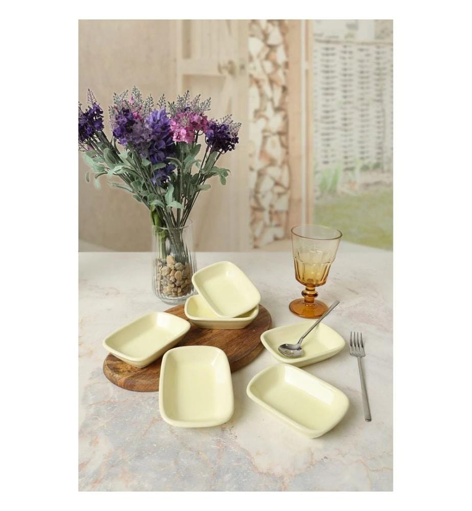 Ensemble de 6 bols à sauce, 100 % faïence, couleur crème.