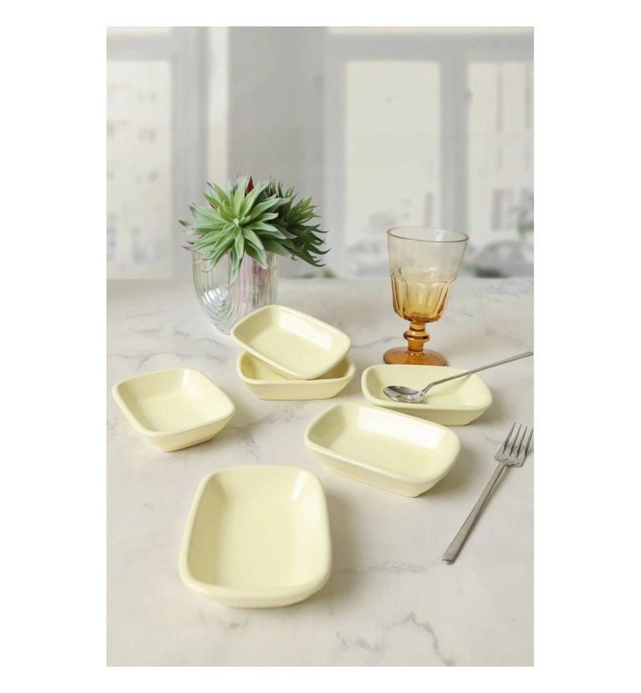 Ensemble de 6 bols à sauce, 100 % faïence, couleur crème.