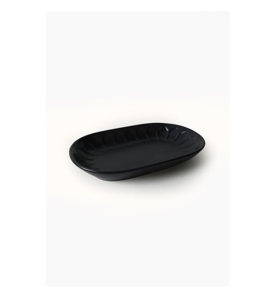 Ensemble de 2 plats, 100 % grès cérame, noir mat