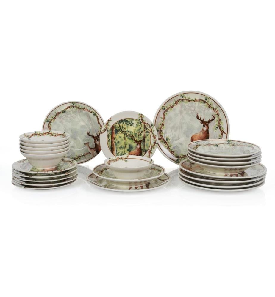 Essgeschirr-Set, 24-teilig, 100 % Keramik, mehrfarbig