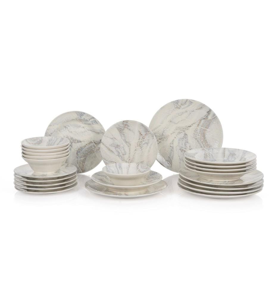 Essgeschirr-Set, 24-teilig, 100 % Keramik, mehrfarbig