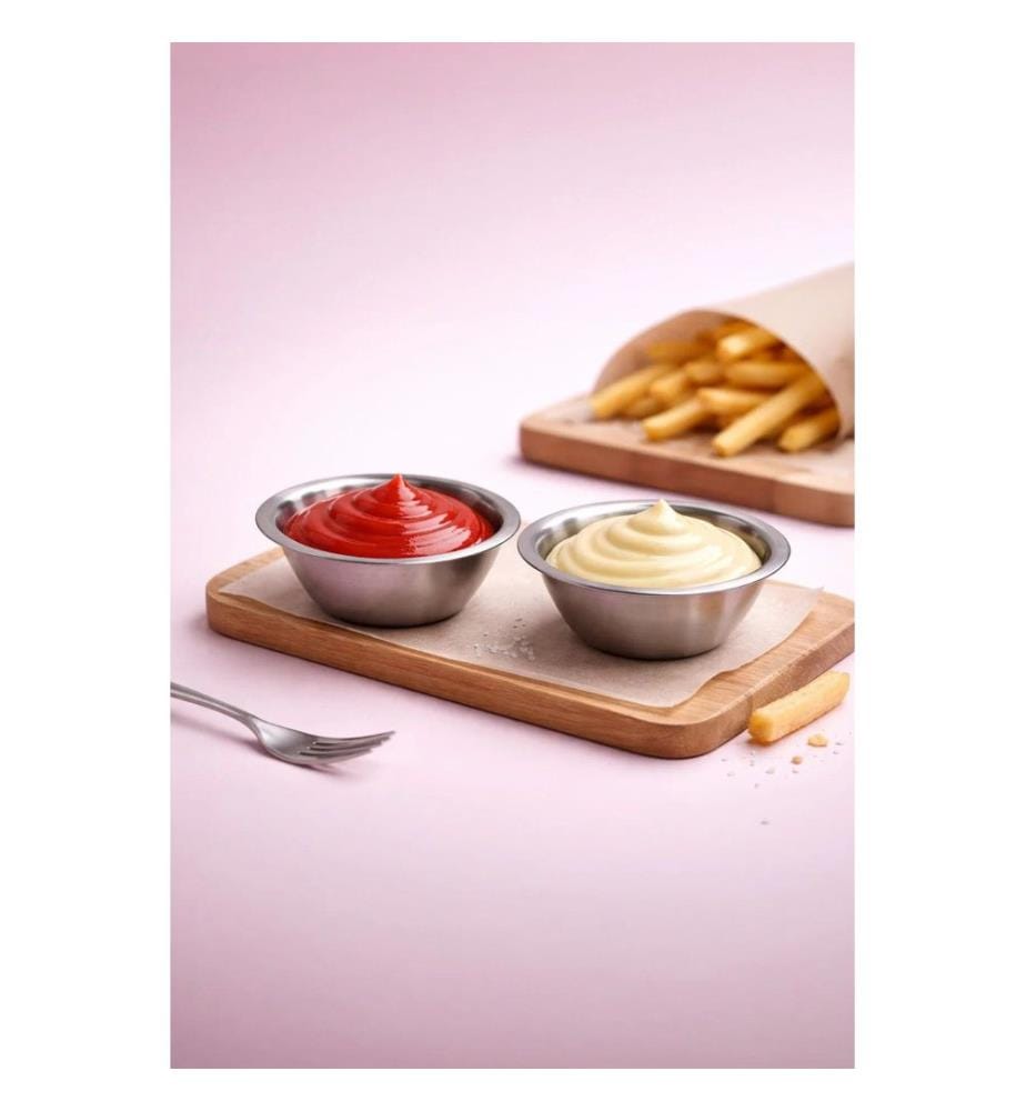 Saucenschalen-Set, 2-teilig, 100 % Edelstahl, Silber