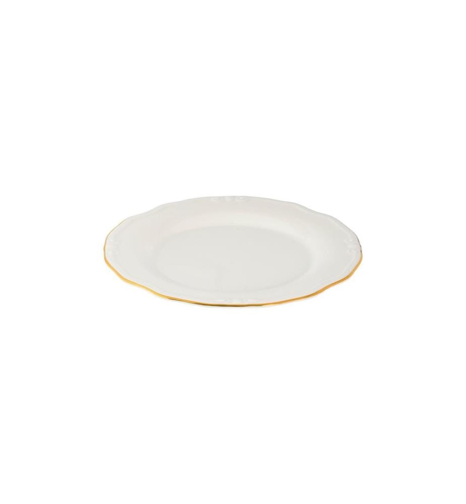 Service de table 24 pièces, 100 % porcelaine, blanc et or