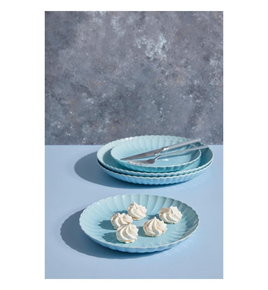 Speiseservice, 18-teilig, 100 % Porzellan, Blau