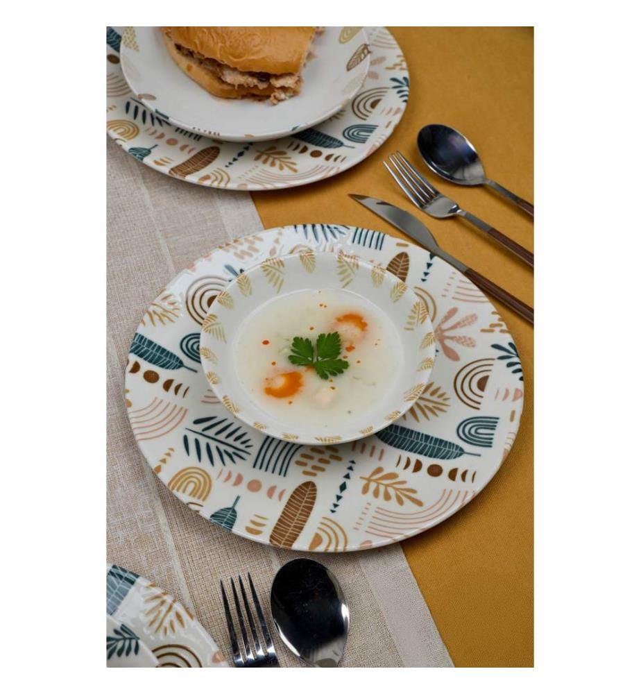 Speiseservice, 18-teilig, 100 % Porzellan, mehrfarbig