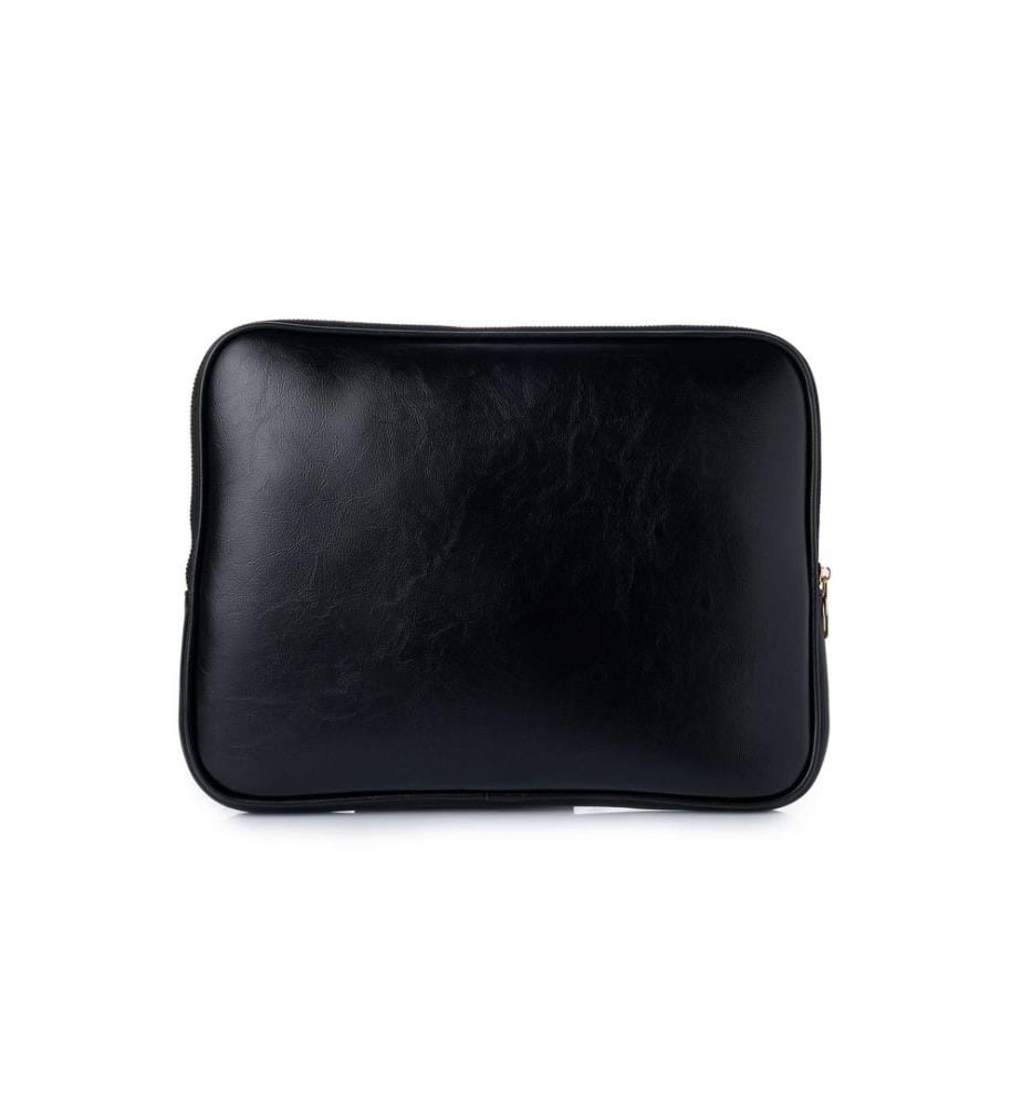 Sacoche pour ordinateur portable, 100 % cuir polyvinyle, noir