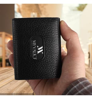 Portefeuille en cuir véritable noir.