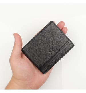 Portefeuille en cuir véritable noir