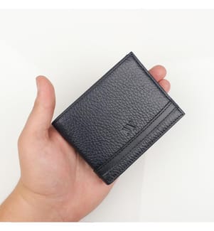 Portefeuille en cuir véritable, bleu marine