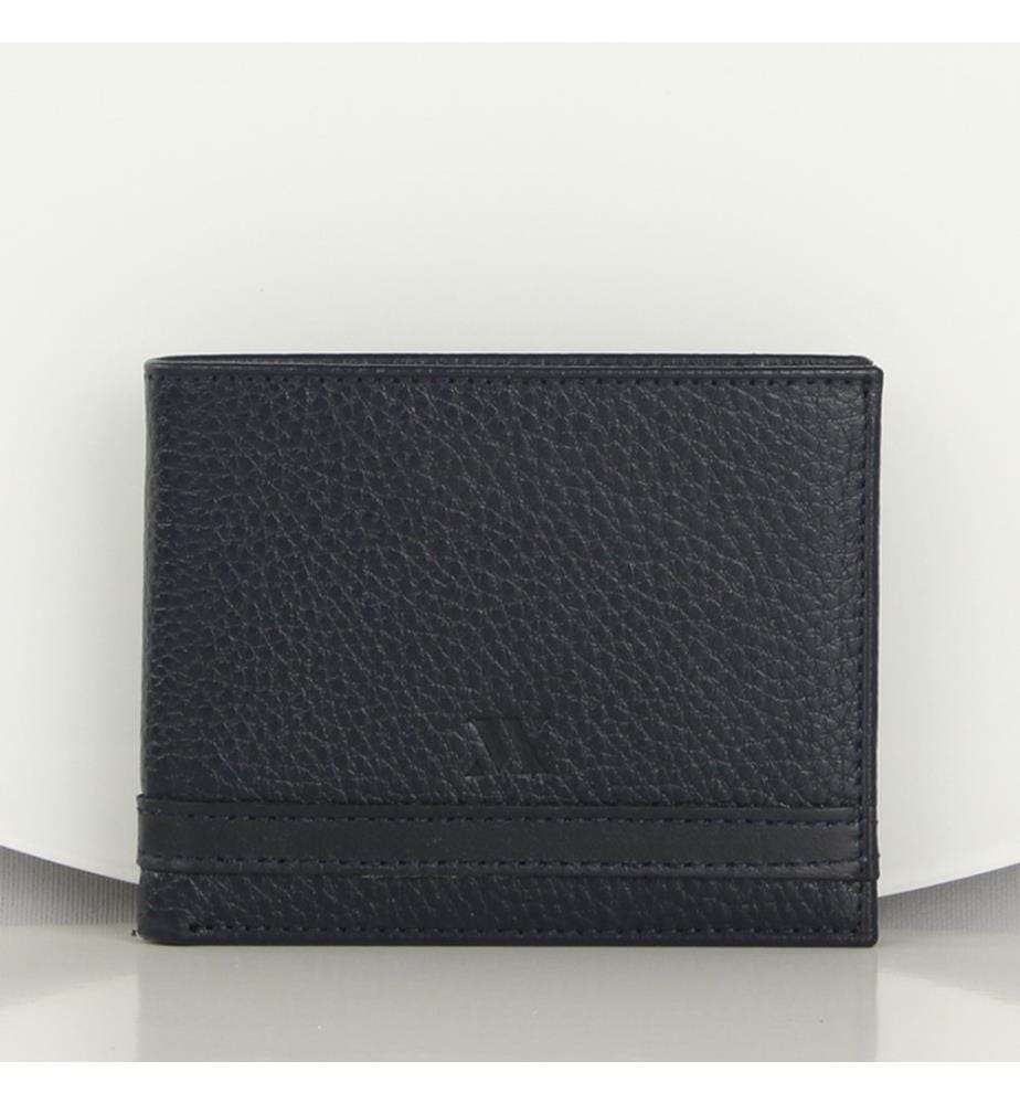 Portefeuille en cuir véritable, bleu marine