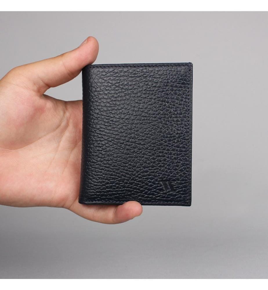 Portefeuille en cuir véritable, bleu marine
