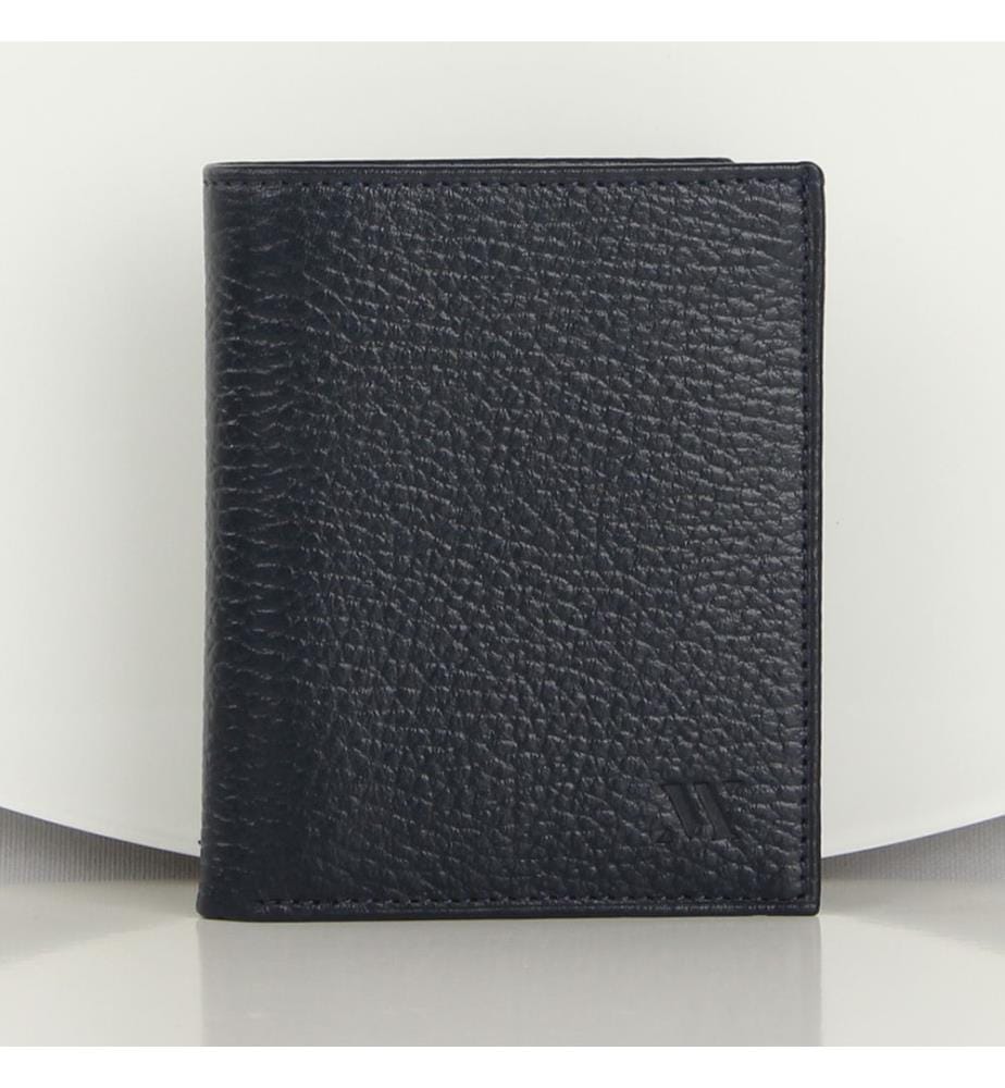 Portefeuille en cuir véritable, bleu marine