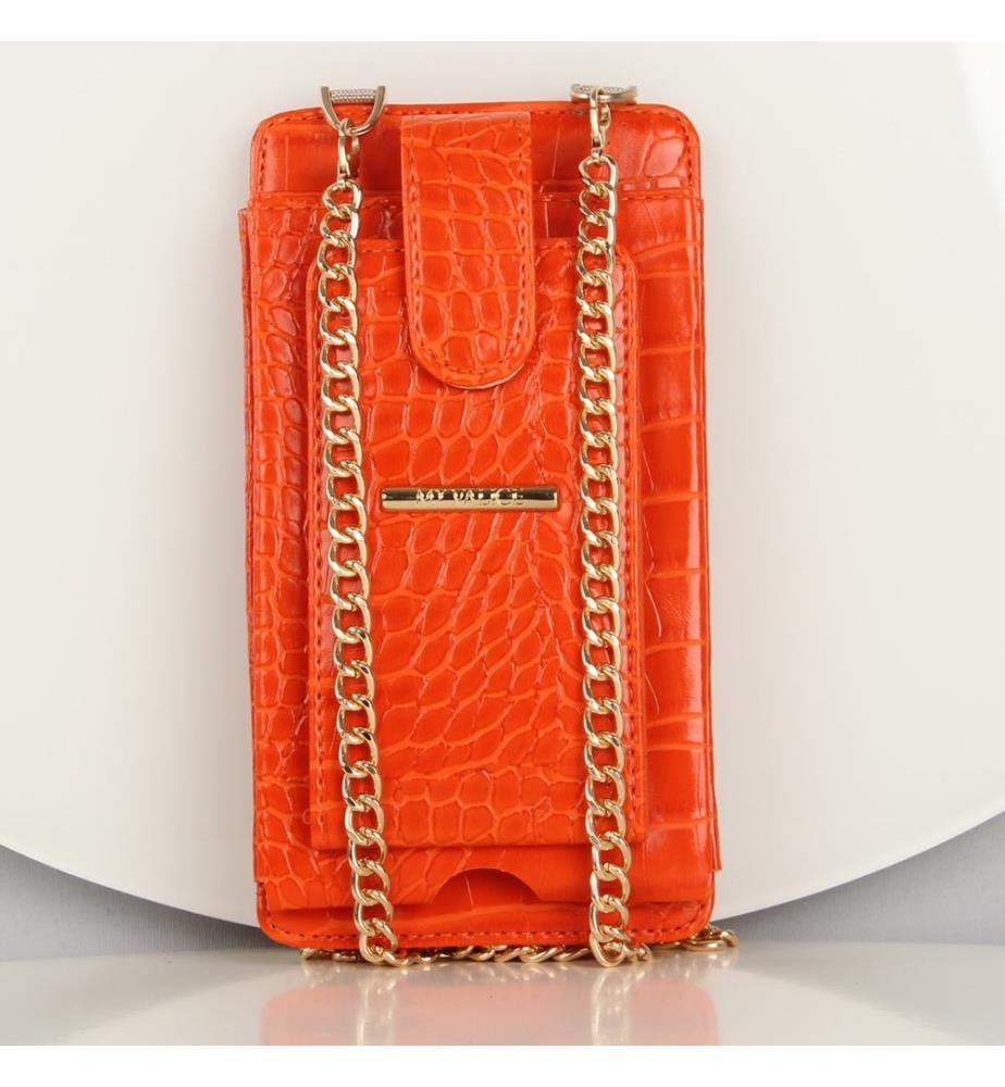 Portefeuille en cuir orange