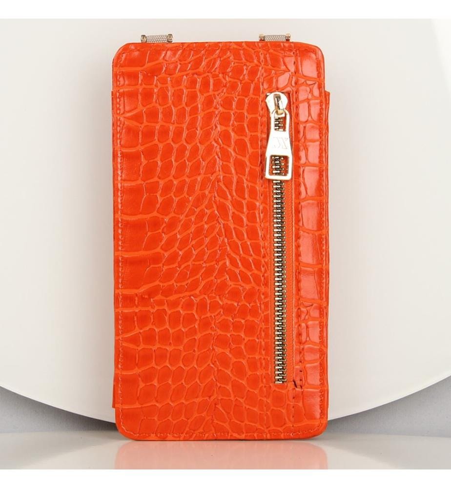 Portefeuille en cuir orange