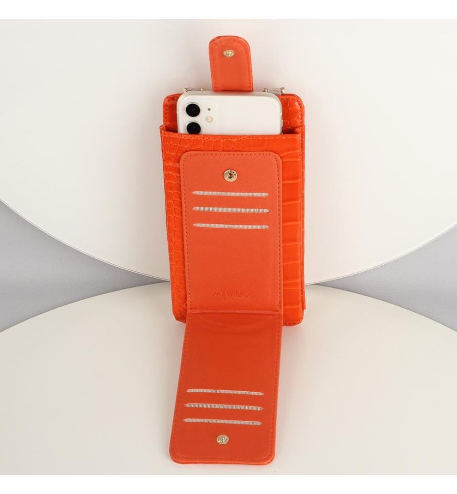 Portefeuille en cuir orange