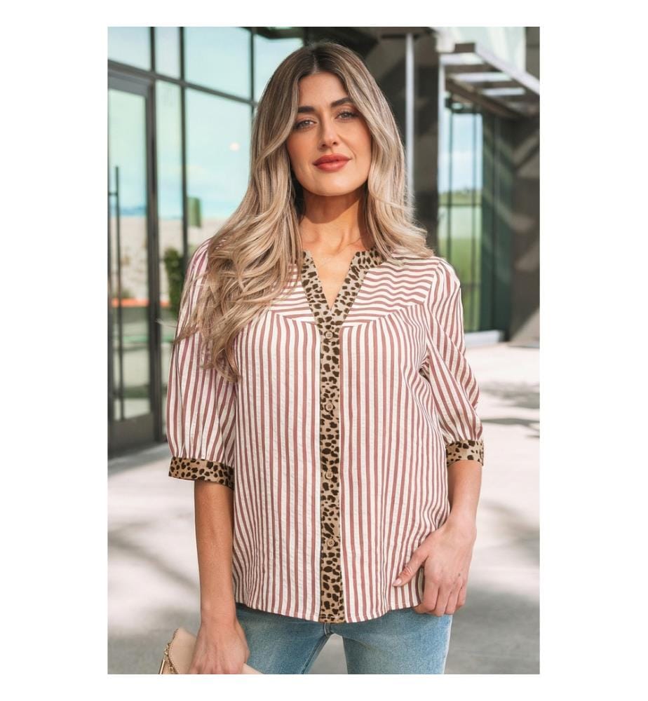 Chemise Boutonnée Manches Mi-Longues - Rose