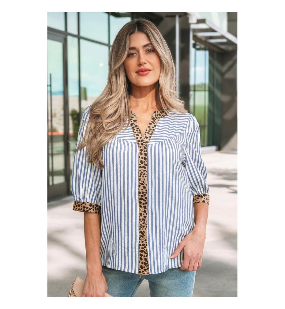 Camicia abbottonata di media lunghezza - Blu
