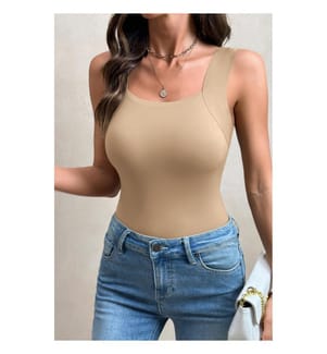 Sport tank top with wide straps, oatmeal solid color