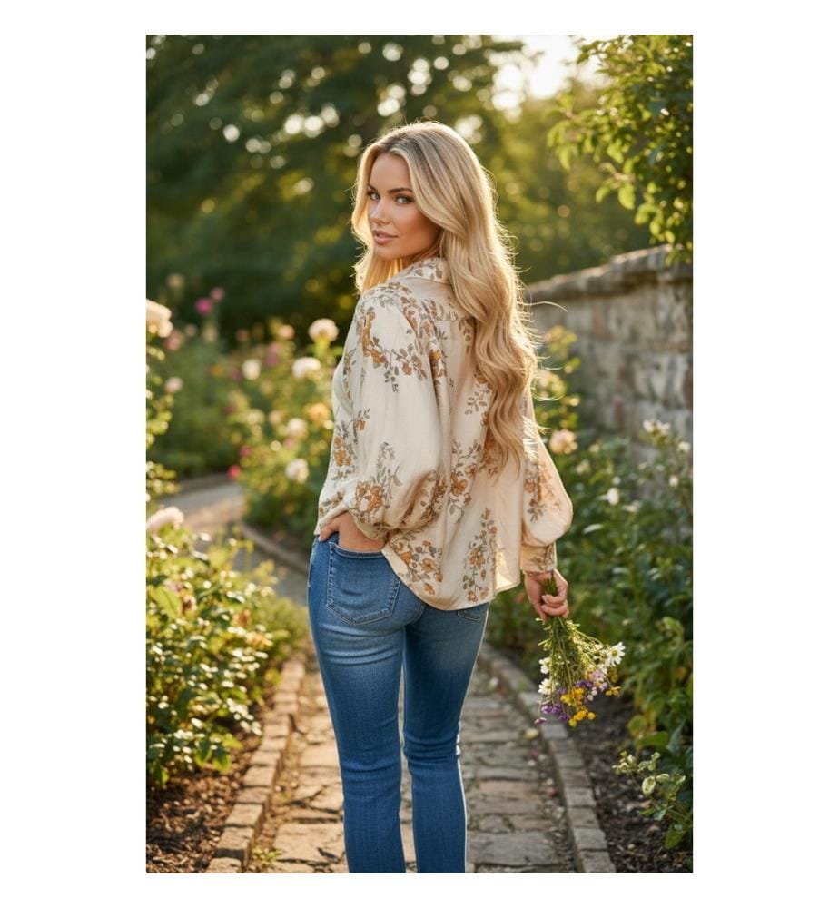 Camicia button down a maniche lunghe - arancione