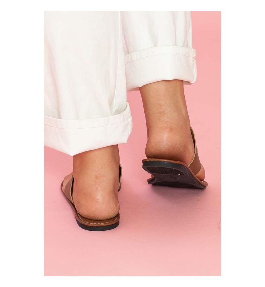 Mules en cuir à détail métallique - Marron