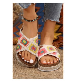 Platform Mules with Crossed Straps - White