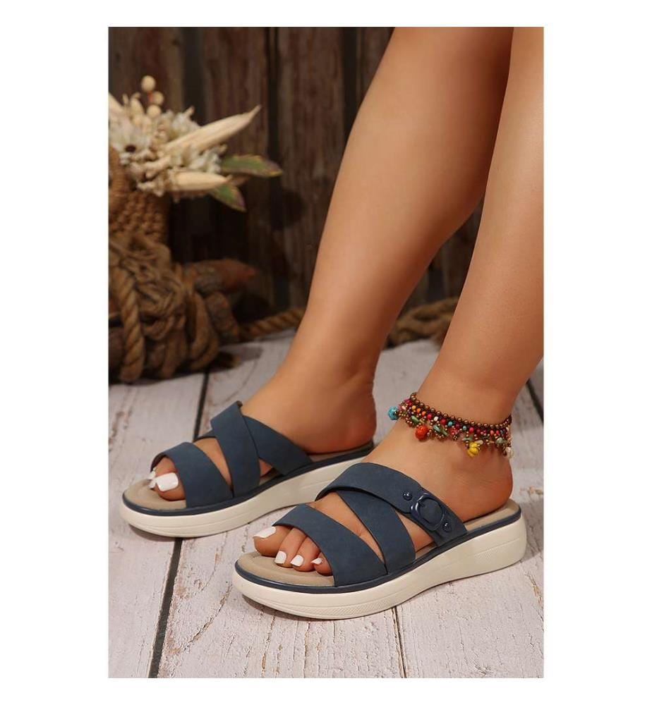 Cross-Strap Wedge Sandals - Wild Wind