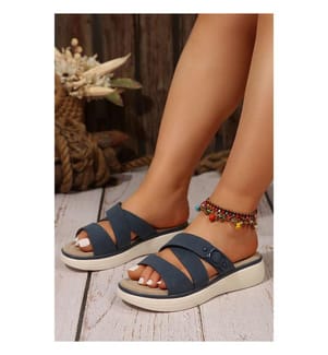 Cross-Strap Wedge Sandals - Wild Wind