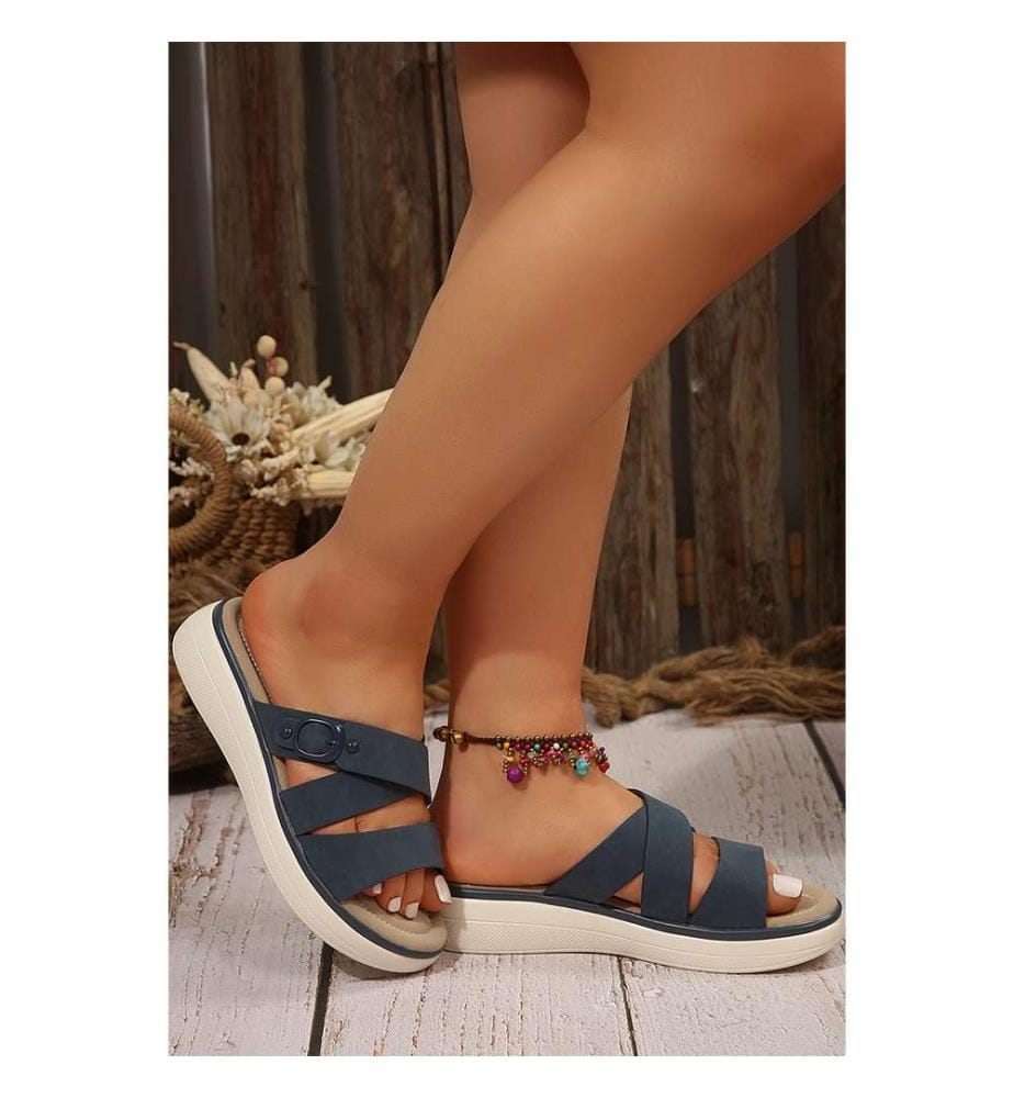 Cross-Strap Wedge Sandals - Wild Wind
