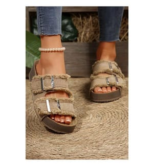 Retro Double-Buckle Mules - Black