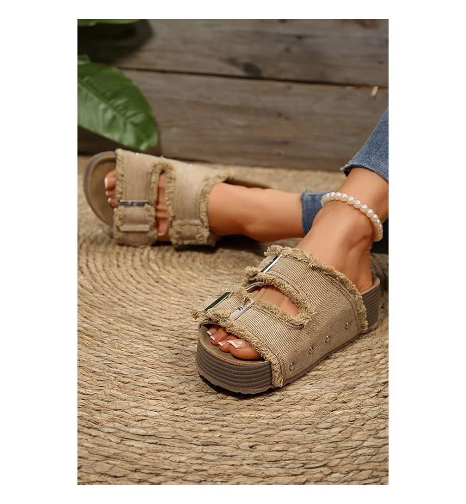 Retro Double-Buckle Mules - Black