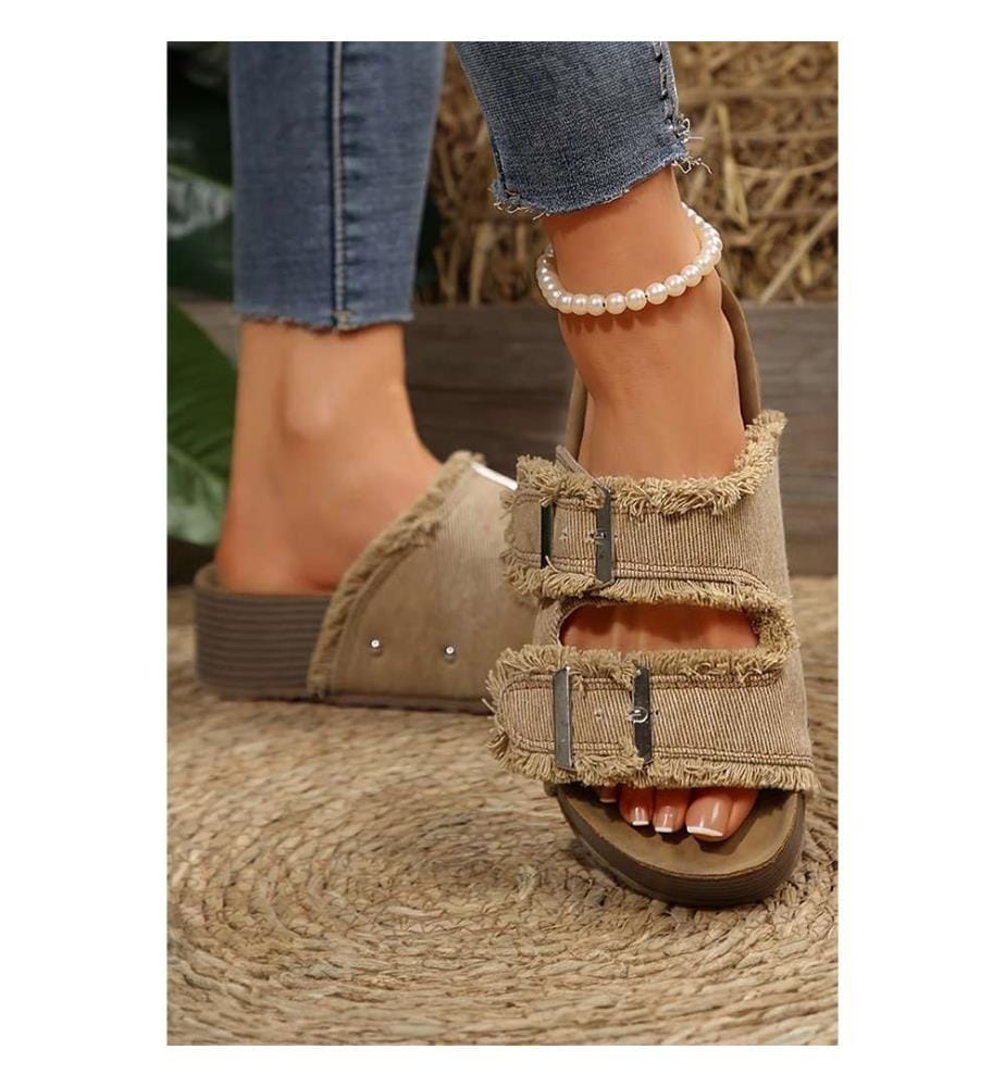 Retro Double-Buckle Mules - Black