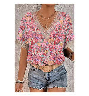 Short-sleeved blouse - Multicolored