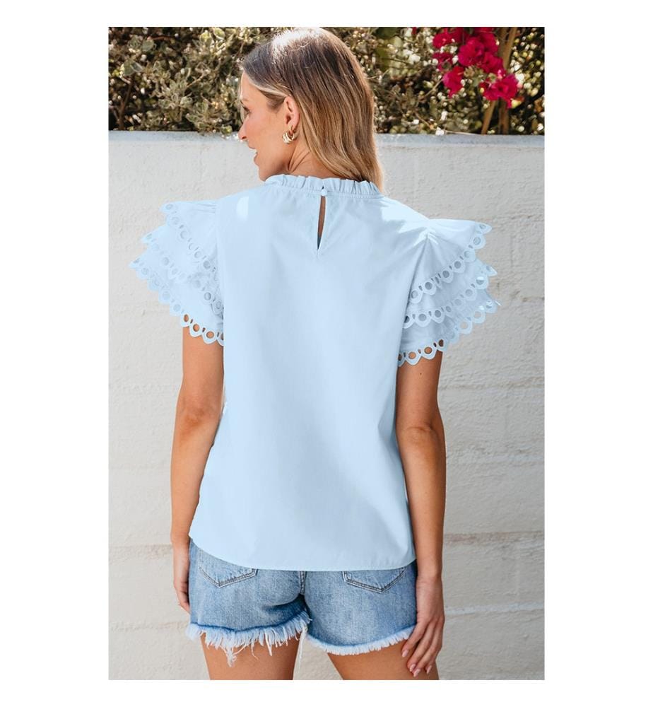 Layered Blouse with Cape Sleeves - Beau Bleu