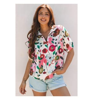 Short Sleeve Blouse - Pink