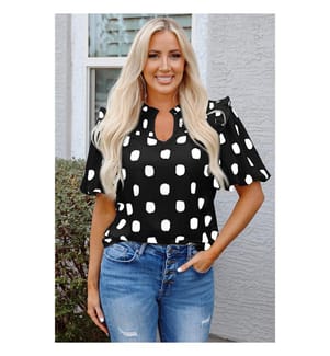 Black Polka Dot Blouse - Black