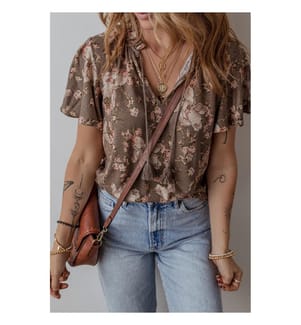 Khaki Short Sleeve Blouse - Khaki