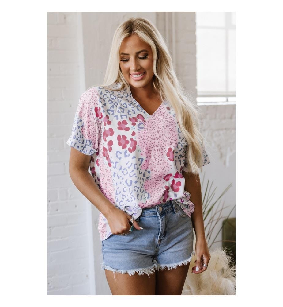 Pink Short Sleeve Blouse - Pink