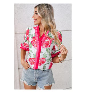 Short Sleeve Blouse - Pink